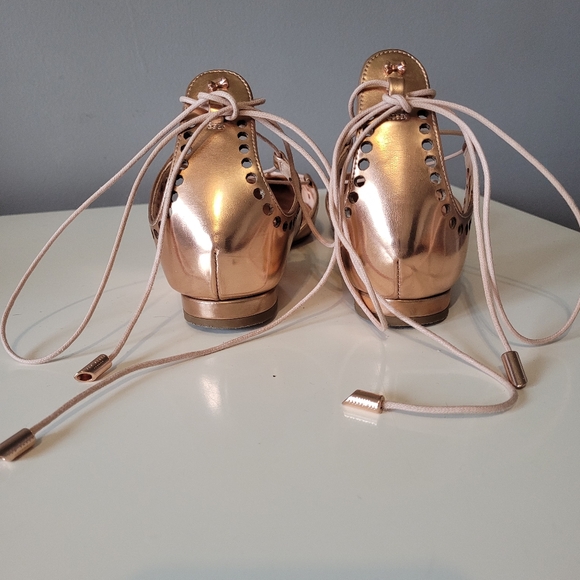 Ted Baker Cerez Rose Gold Metallic Lace Up Flats, GUC, Size 37 - Picture 6 of 12